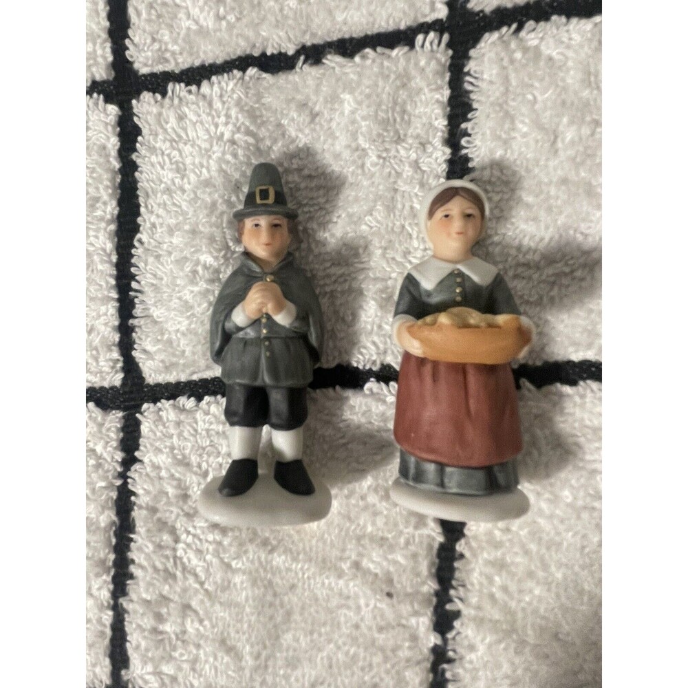 Vintage Lefton Pilgrim Colonial Figures 1992 Thanksgiving 00662-NEW
